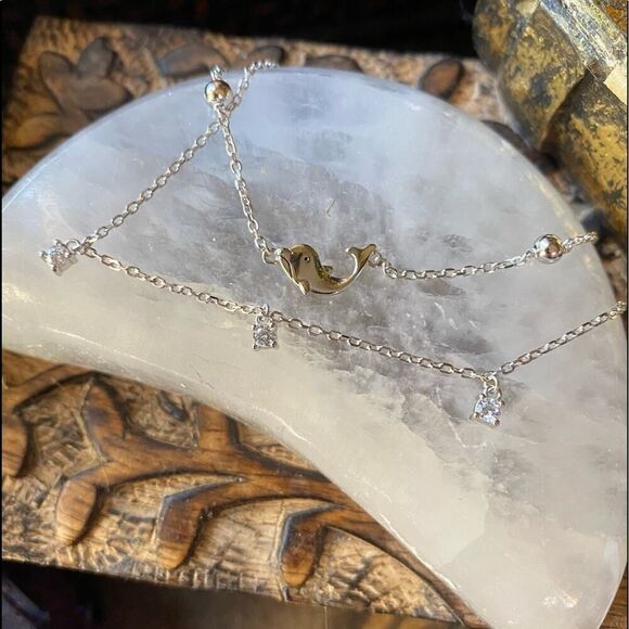 Dolphin CZ Anklet Bracelet - Picture 3 of 9